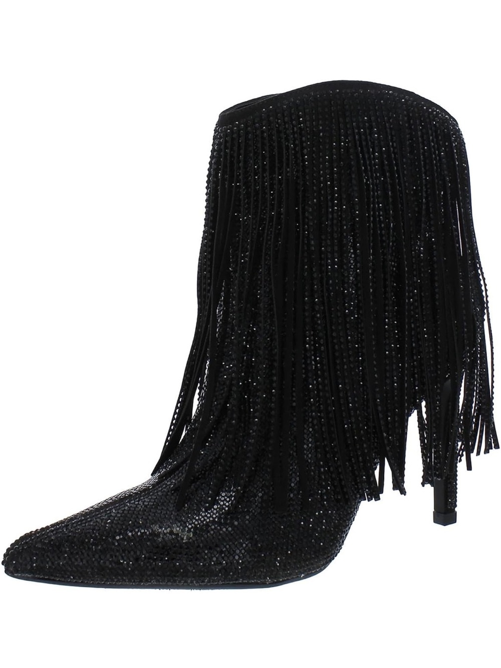INC International Concepts Black Rhinestone Fringe Ankle Boots - Picture 5 of 12